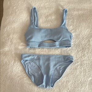 Aerie Light Blue Ribbed Bikini Set